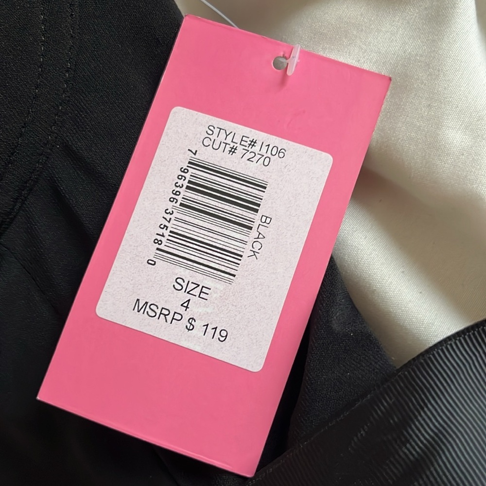 NWT Y2K Isaac Mizrahi Black Spaghetti Strap Dress With Grosgrain Ribbon Belt - Picture 7 of 12